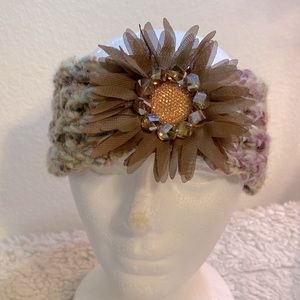 Crocheted Headband with Flower Embellishment